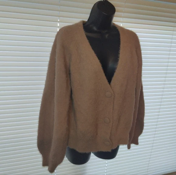 Truth By Republic Fuzzy Button Up Textured Knit Cardigan Sweater Size L - Picture 2 of 10